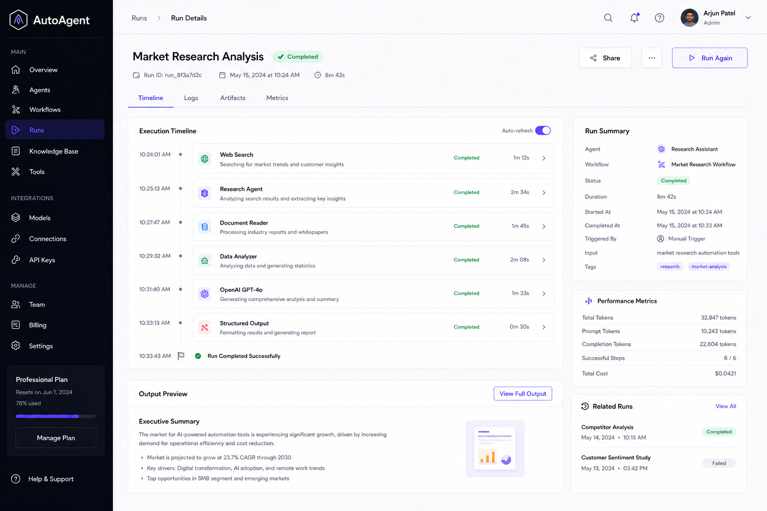 Autonomous AI Agent System — Screenshot